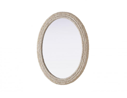 Elegant Lighting Marlowe Oval Cornhusk Mirror 36x42 Inch in Linen White Model: MR4C3642LN