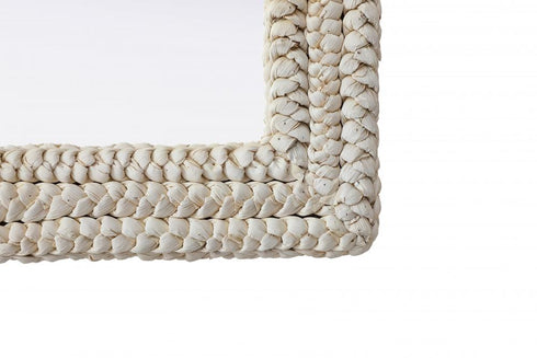 Elegant Lighting Marlowe Rectangle Cornhusk Mirror 35x55 Inch in Linen White Model: MR4A3555LN