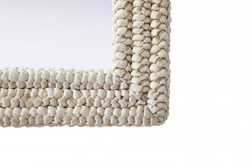 Elegant Lighting Marlowe Rectangle Cornhusk Mirror 36x36 Inch in Linen White Model: MR4A3636LN