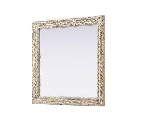 Elegant Lighting Marlowe Rectangle Cornhusk Mirror 36x36 Inch in Linen White Model: MR4A3636LN