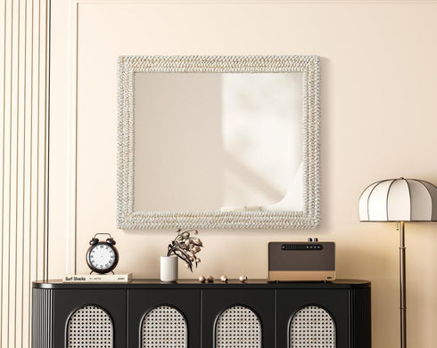 Elegant Lighting Marlowe Rectangle Cornhusk Mirror 36x42 Inch in Linen White Model: MR4A3642LN