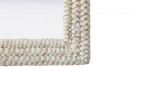 Elegant Lighting Marlowe Rectangle Cornhusk Mirror 36x42 Inch in Linen White Model: MR4A3642LN