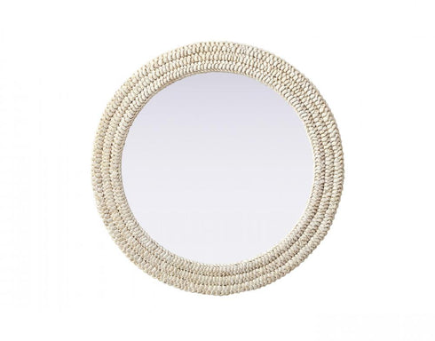 Elegant Lighting Marlowe Round Cornhusk Mirror 30x30 Inch in Linen White Model: MR4B30LN