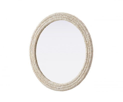 Elegant Lighting Marlowe Round Cornhusk Mirror 36x36 Inch in Linen White Model: MR4B36LN