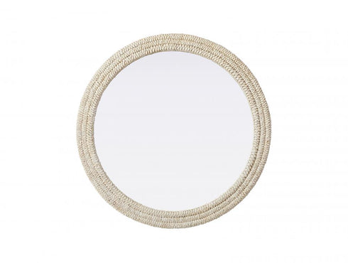 Elegant Lighting Marlowe Round Cornhusk Mirror 42x42 Inch in Linen White Model: MR4B42LN