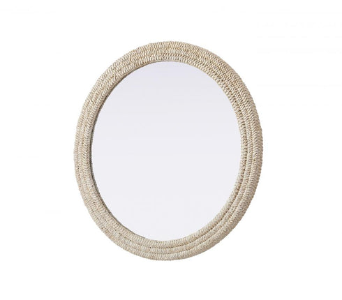 Elegant Lighting Marlowe Round Cornhusk Mirror 42x42 Inch in Linen White Model: MR4B42LN