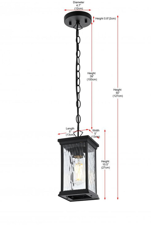 Elegant Lighting Mascher 7 inch Outdoor Pendant in Black Model: OD336H11BK