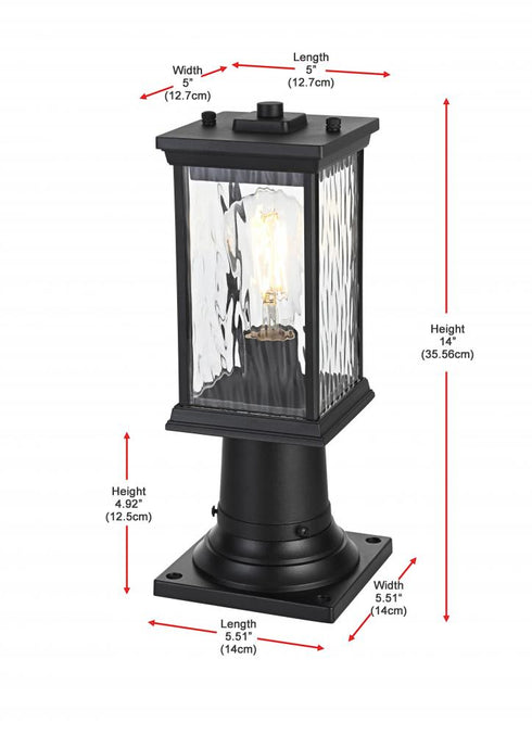 Elegant Lighting Mascher 7 inch Outdoor Pendant in Black Model: OD336P14BK