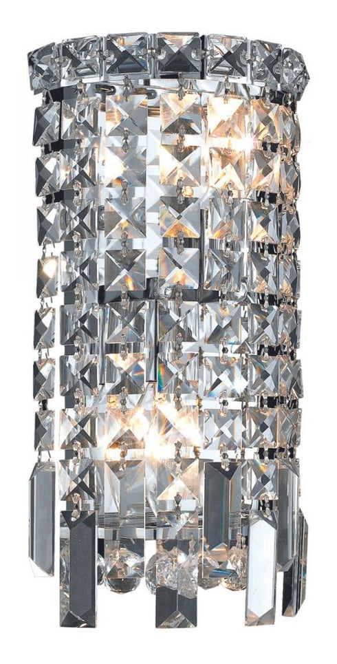 Elegant Lighting Maxime 2 light in Chrome Wall Sconce Clear Royal Cut Crystal Model: V2031W6C/RC