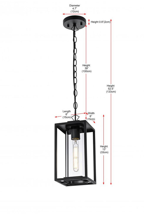 Elegant Lighting Memphis 7 inch Outdoor Pendant in Black Model: OD310H13BK