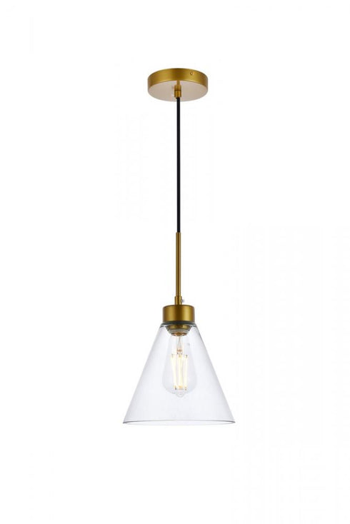 Elegant Lighting Mera 1 light black pendant in Black and Clear Finish Model: LD2501BK