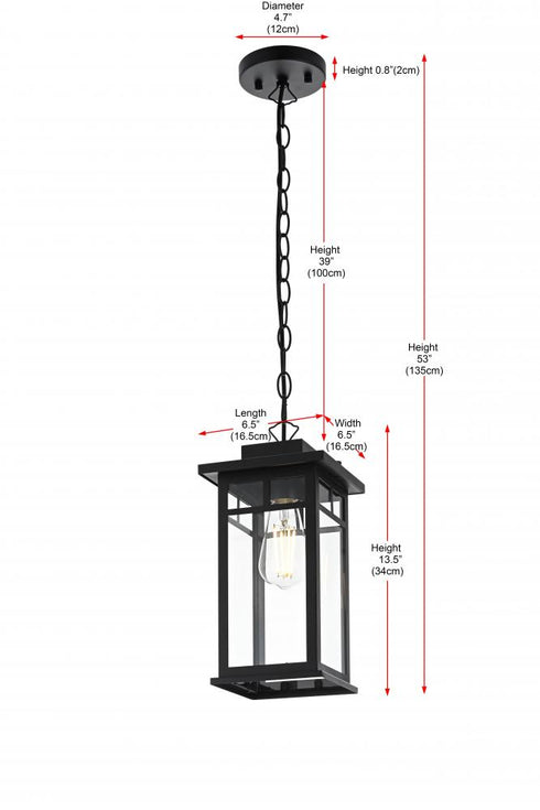 Elegant Lighting Mercer 7 inch Outdoor Pendant in Black Model: OD313H14BK