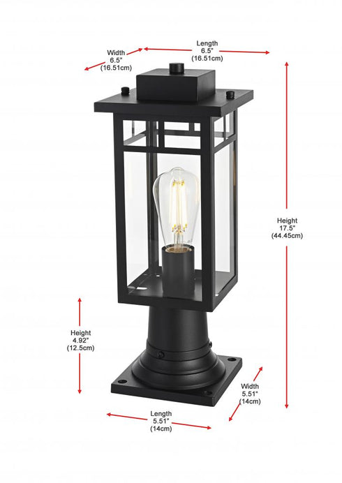 Elegant Lighting Mercer 7 inch Outdoor Pendant in Black Model: OD313P18BK