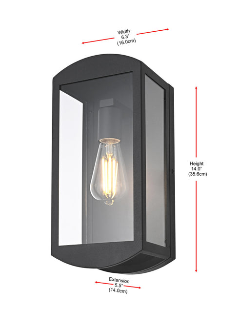 Elegant Lighting Miles 1 Light Wall Sconce W6.3 Inch E5.5 Inch H14.0 Inch in Black Model: OD410W14BK
