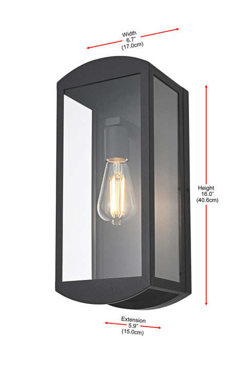 Elegant Lighting Miles 1 Light Wall Sconce W6.7 Inch E5.9 Inch H16.0 Inch in Black Model: OD410W16BK