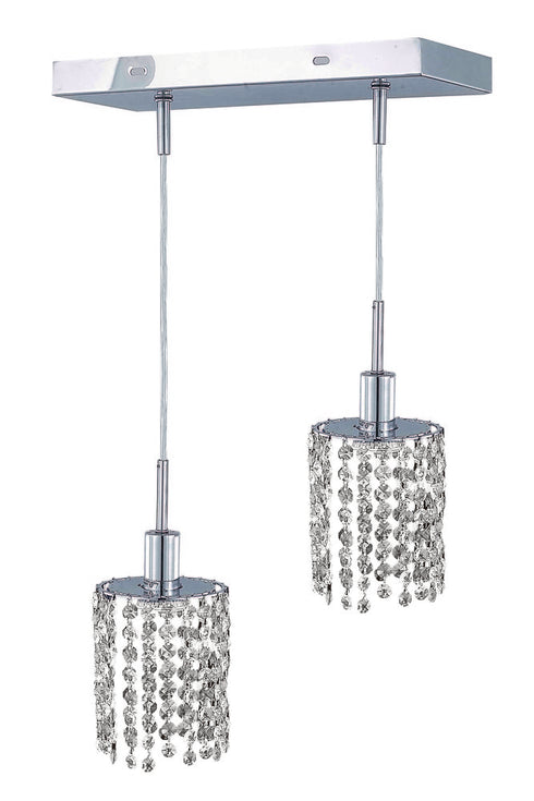 Elegant Lighting Mini 2 light in Chrome Pendant Model: 1282D-O-R-CL/SA