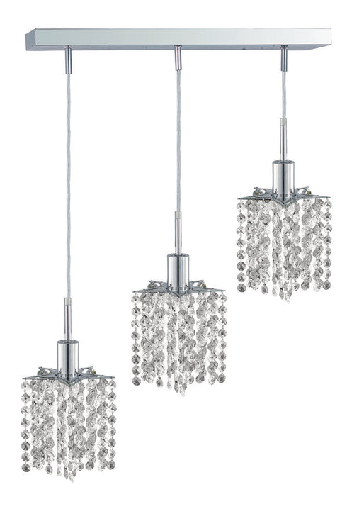Elegant Lighting Mini 3 light in Chrome Pendant Model: 1283D-O-P-CL/SA
