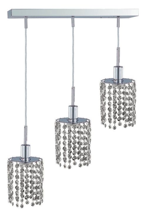 Elegant Lighting Mini 3 light in Chrome Pendant Model: 1283D-O-R-CL/SA