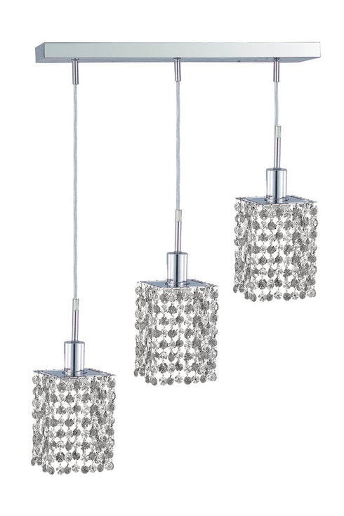 Elegant Lighting Mini 3 light in Chrome Pendant Model: 1283D-O-S-CL/SA