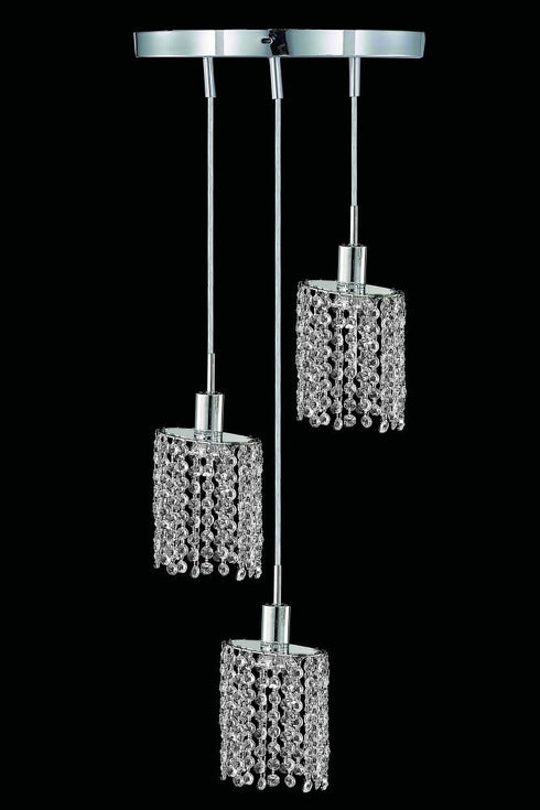 Elegant Lighting Mini 3 light in Chrome Pendant Model: 1283D-R-E-CL/EC