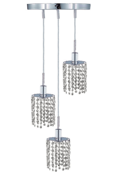 Elegant Lighting Mini 3 light in Chrome Pendant Model: 1283D-R-R-CL/SA