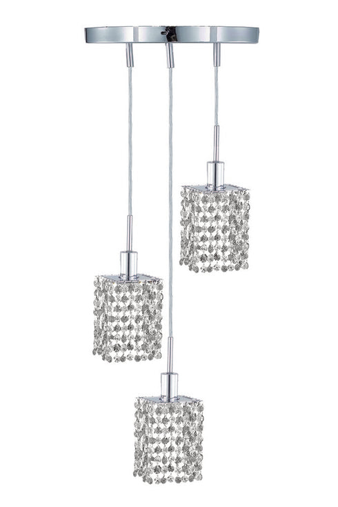 Elegant Lighting Mini 3 light in Chrome Pendant Model: 1283D-R-S-CL/SA