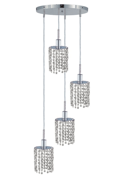 Elegant Lighting Mini 4 light in Chrome Pendant Model: 1284D-R-R-CL/SS