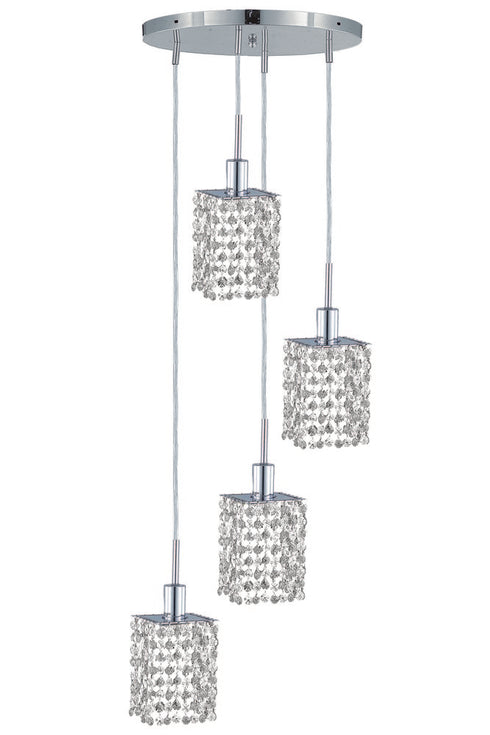 Elegant Lighting Mini 4 light in Chrome Pendant Model: 1284D-R-S-CL/SS