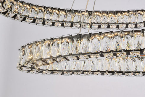 Elegant Lighting Monroe 48 Inch LED Oval Double Ring Pendant in Black Model: 3503D48BK