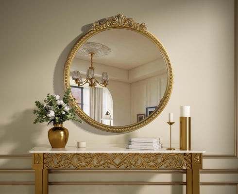 Elegant Lighting Naomi Vintage Resin Mirror 24x25.6 Inch in Antique Brass Model: MR7G24AB