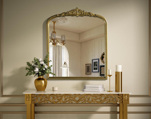 Elegant Lighting Naomi Vintage Resin Mirror 30x36 Inch in Antique Brass Model: MR7F3036AB