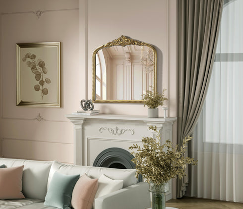Elegant Lighting Naomi Vintage Resin Mirror 33x30 Inch in Antique Brass Model: MR7F3330AB