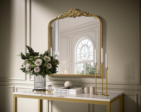 Elegant Lighting Naomi Vintage Resin Mirror 33x36 Inch in Antique Brass Model: MR7F3336AB