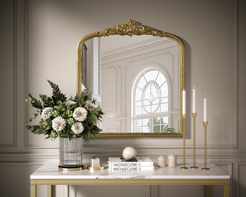 Elegant Lighting Naomi Vintage Resin Mirror 33x36 Inch in Antique Brass Model: MR7F3336AB