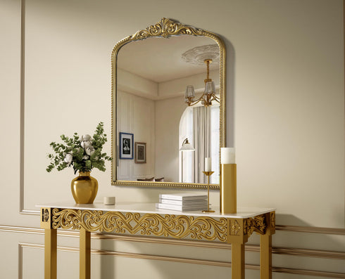 Elegant Lighting Naomi Vintage Resin Mirror 33x42 Inch in Antique Brass Model: MR7F3342AB