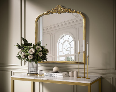 Elegant Lighting Naomi Vintage Resin Mirror 36x36 Inch in Antique Brass Model: MR7F3636AB