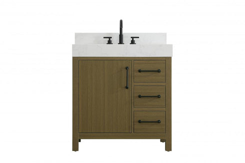 Elegant Lighting Nathan Vanity Cabinet 1DR 3DW 32 Inch W x 22 Inch D x 34 Inch H in Chestnut Brown Model: VF60632MCB