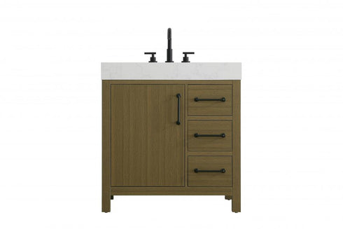 Elegant Lighting Nathan Vanity Cabinet 1DR 3DW 32 Inch W x 22 Inch D x 34 Inch H in Chestnut Brown Model: VF60632MCB