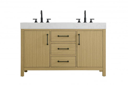 Elegant Lighting Nathan Vanity Cabinet 2DR 3DW 54 Inch W x 22 Inch D x 34 Inch H in Chestnut Brown Model: VF60654DMCB