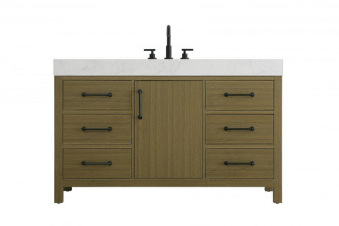 Elegant Lighting Nathan Vanity Cabinet 2DR 3DW 54 Inch W x 22 Inch D x 34 Inch H in Chestnut Brown Model: VF60654DMCB