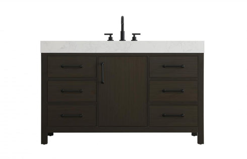 Elegant Lighting Nathan Vanity Cabinet 2DR 3DW 54 Inch W x 22 Inch D x 34 Inch H in Chestnut Brown Model: VF60654DMCB