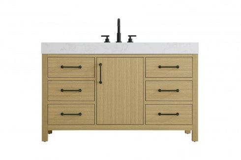 Elegant Lighting Nathan Vanity Cabinet 2DR 3DW 54 Inch W x 22 Inch D x 34 Inch H in Chestnut Brown Model: VF60654DMCB