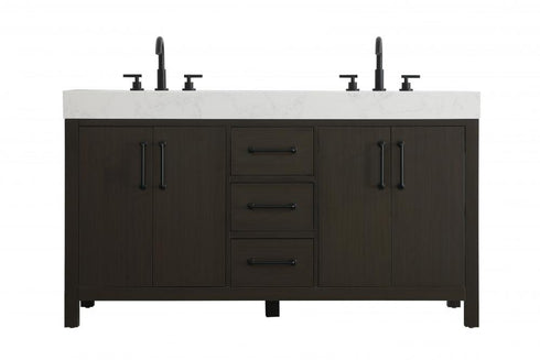 Elegant Lighting Nathan Vanity Cabinet 4DR 3DW 60 Inch W x 22 Inch D x 34 Inch H in Chestnut Brown Model: VF60660DMCB