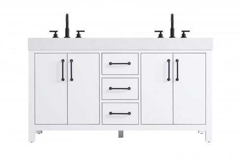 Elegant Lighting Nathan Vanity Cabinet 4DR 3DW 60 Inch W x 22 Inch D x 34 Inch H in Chestnut Brown Model: VF60660DMCB