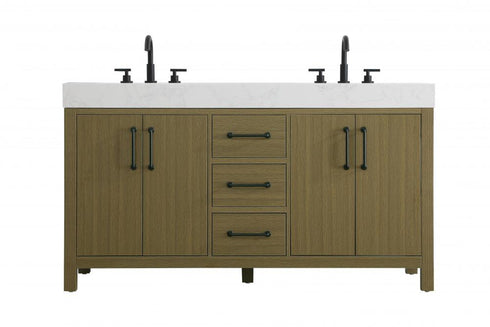 Elegant Lighting Nathan Vanity Cabinet 4DR 3DW 60 Inch W x 22 Inch D x 34 Inch H in Chestnut Brown Model: VF60660DMCB