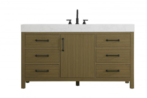 Elegant Lighting Nathan Vanity Cabinet 4DR 3DW 60 Inch W x 22 Inch D x 34 Inch H in Chestnut Brown Model: VF60660DMCB