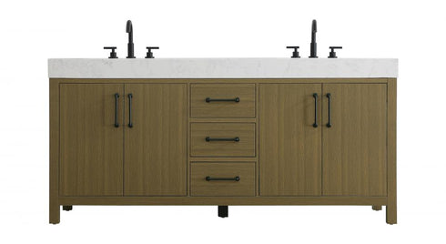 Elegant Lighting Nathan Vanity Cabinet 4DR 3DW 72 Inch W x 22 Inch D x 34 Inch H in Chestnut Brown Model: VF60672DMCB