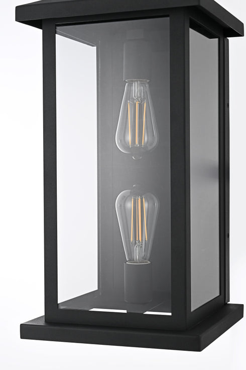 Elegant Lighting Neil 2 Light Wall Sconce W10.0 Inch E10.3 Inch H20.8 Inch in Black Model: OD411W21BK