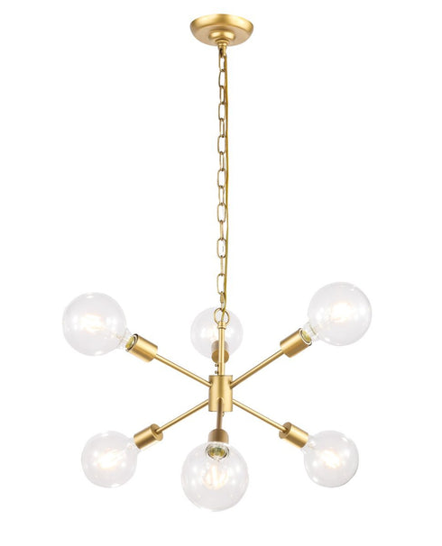 Elegant Lighting Nolan 6 light in Brass pendant Model: LD5034D16BR