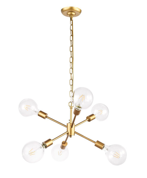 Elegant Lighting Nolan 6 light in Brass pendant Model: LD5034D16BR